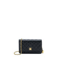 CHANEL PEARL CRUSH WALLET ON CHAIN LAMBSKIN BLACK GHW (MICROCHIP)