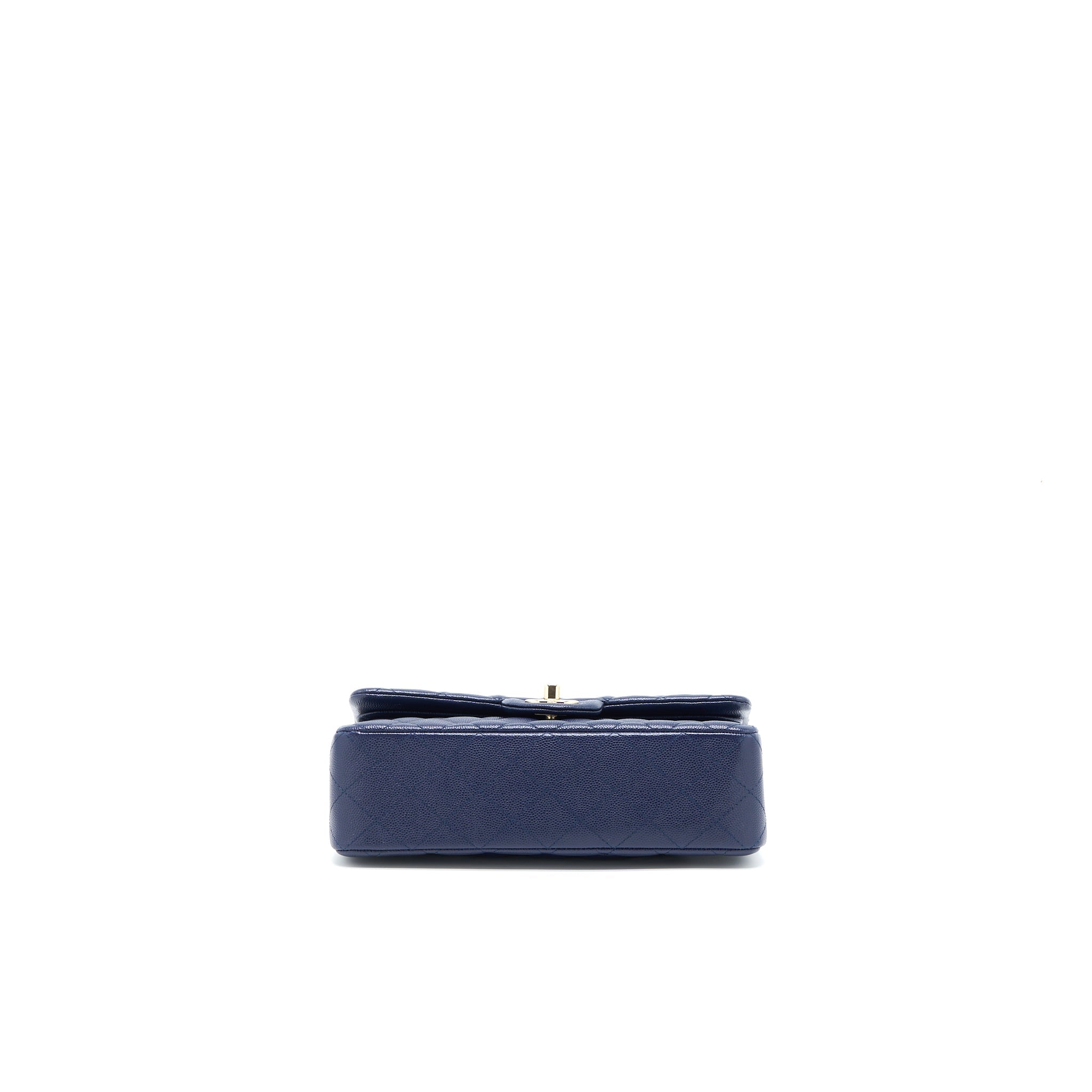 CHANEL SMALL CLASSIC DOUBLE FLAP BAG CAVIAR DARK BLUE LGHW