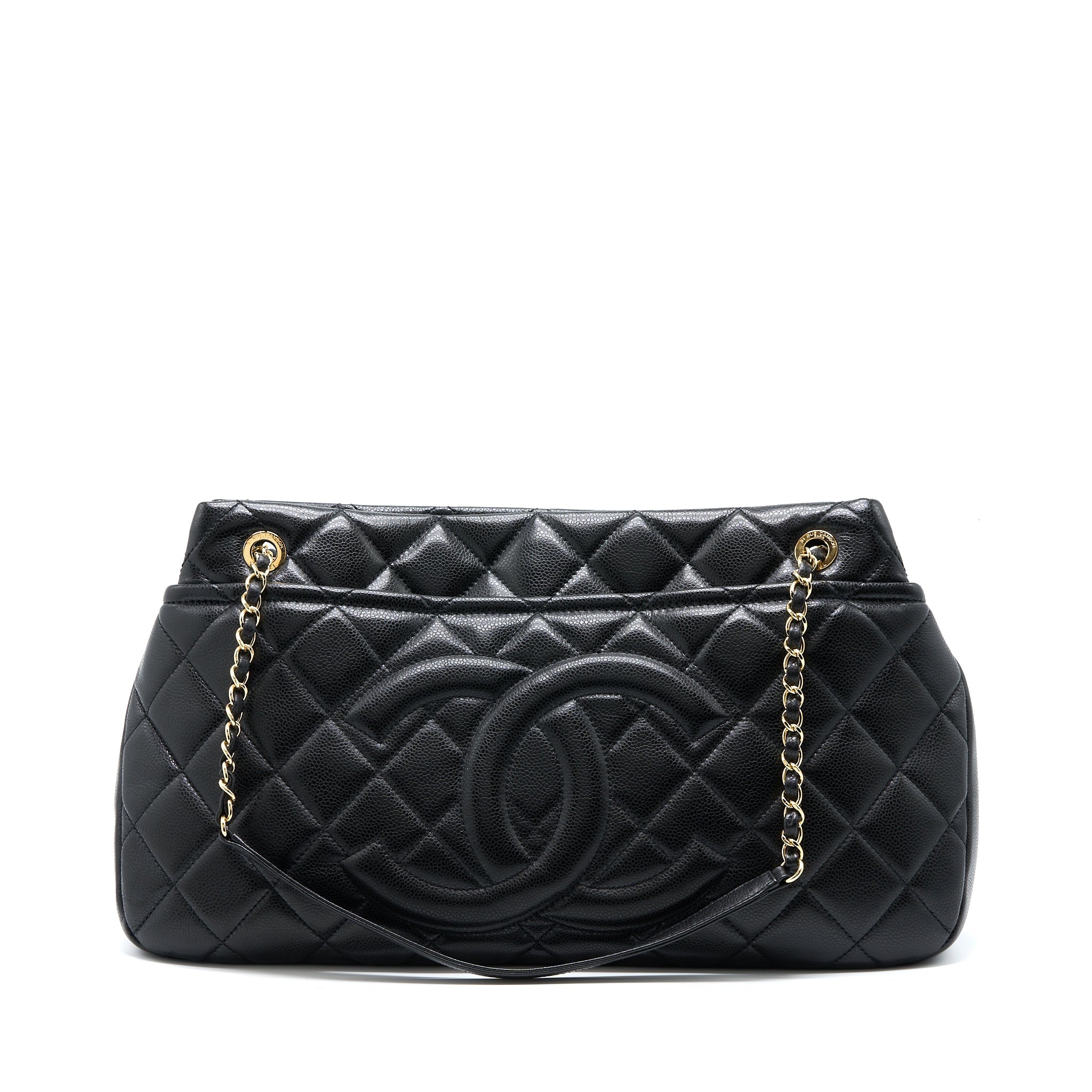 CHANEL MATELASSE CHAIN TOTE BAG CAVIAR BLACK GHW