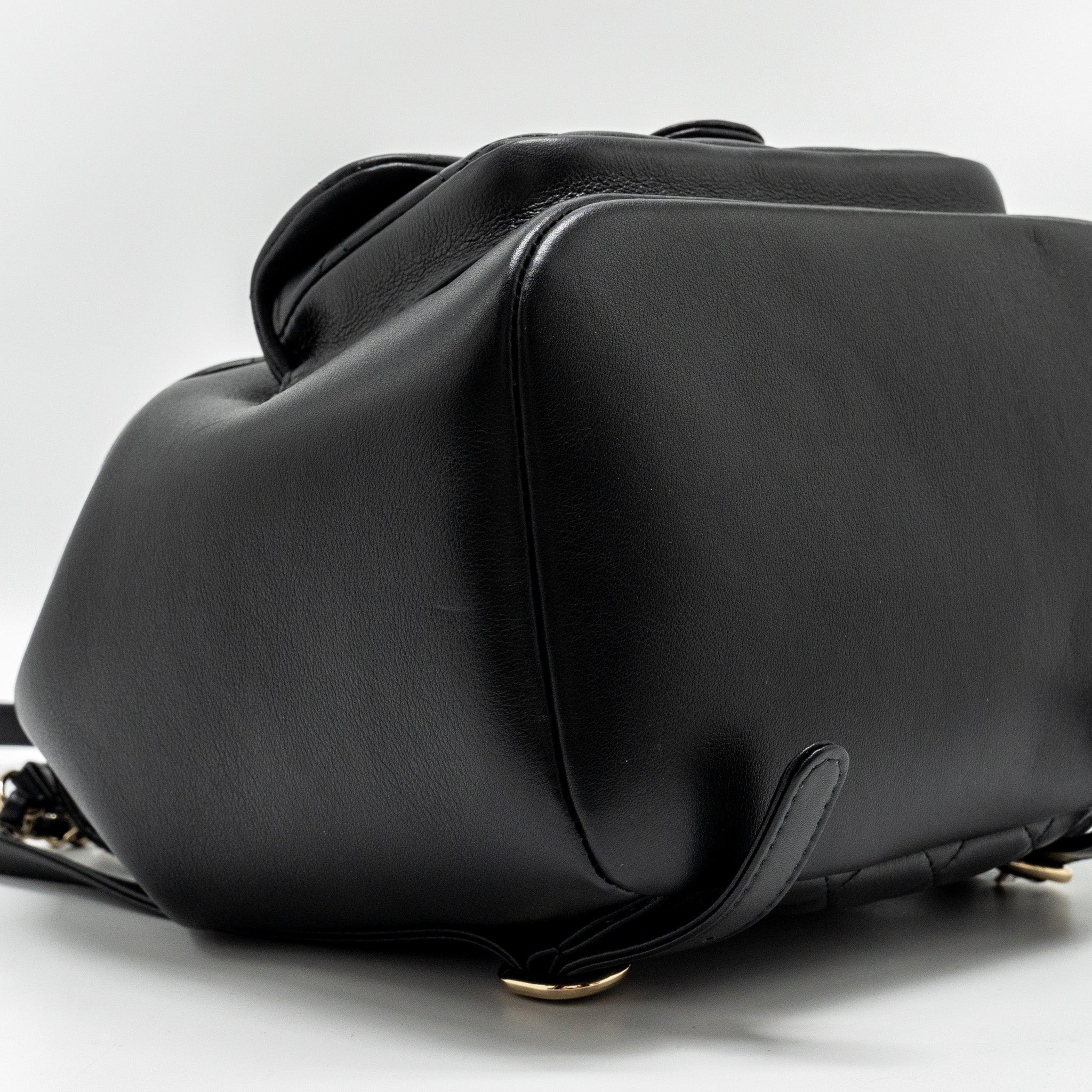 CHANEL 23C LARGE DUMA BACKPACK CALFSKIN BLACK LGHW (MICROCHIP)