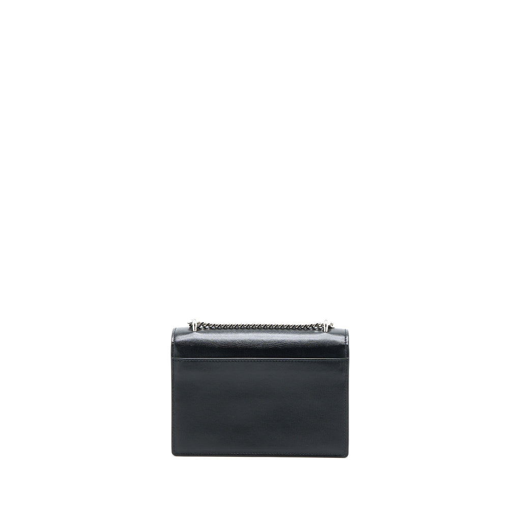 SAINT LAURENT SUNSET CHAIN WALLET SMOOTH CALFSKIN BLACK SHW
