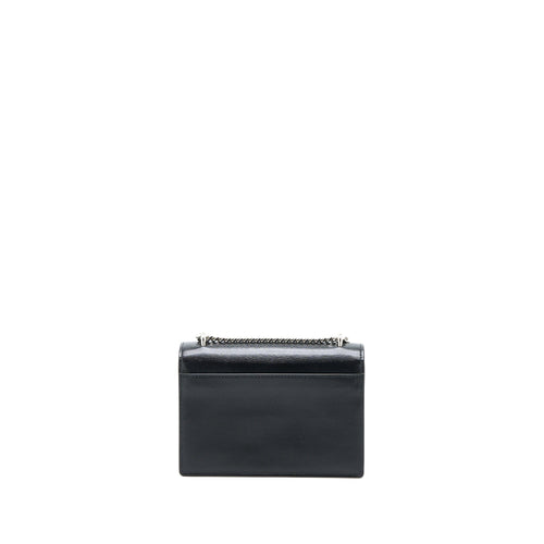 SAINT LAURENT SUNSET CHAIN WALLET SMOOTH CALFSKIN BLACK SHW
