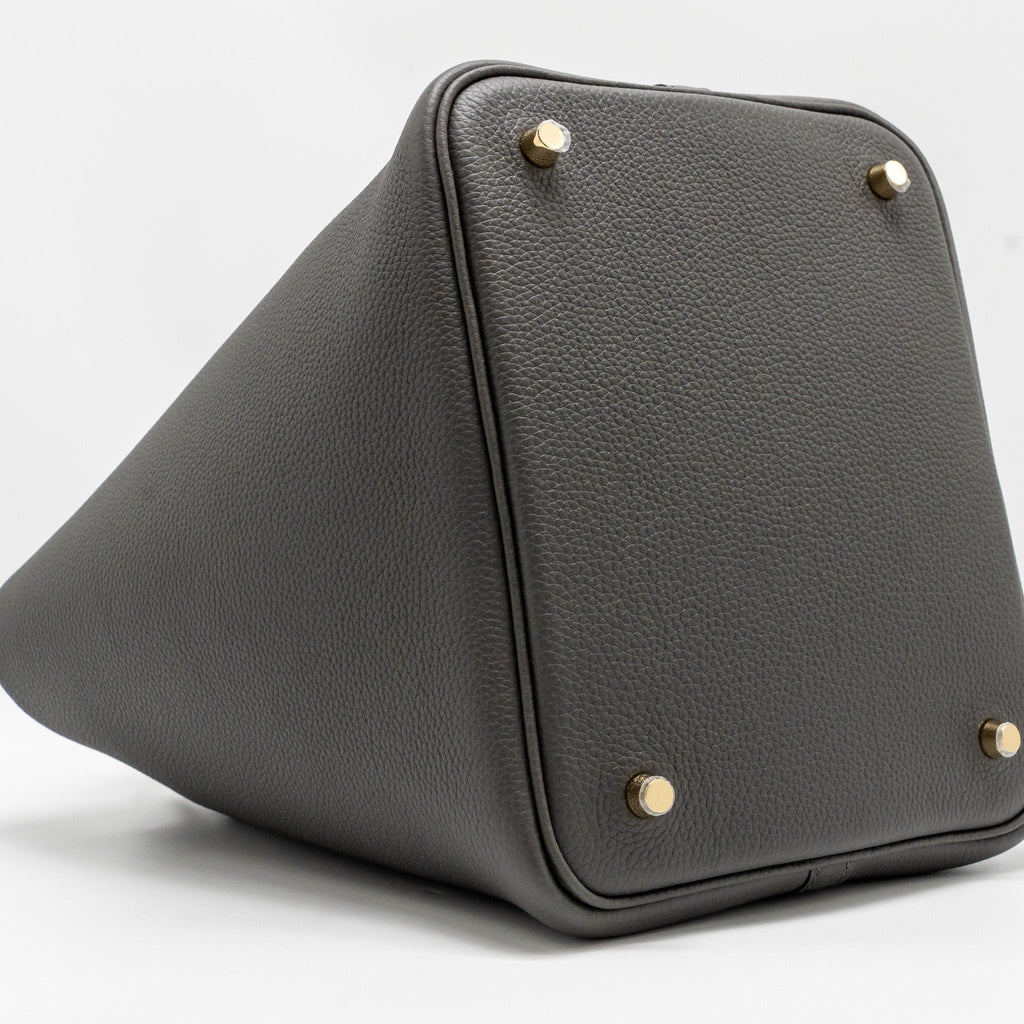 HERMES PICOTIN 22 LOCK BAG TAURILLON MAURICE GRAPHITE GHW