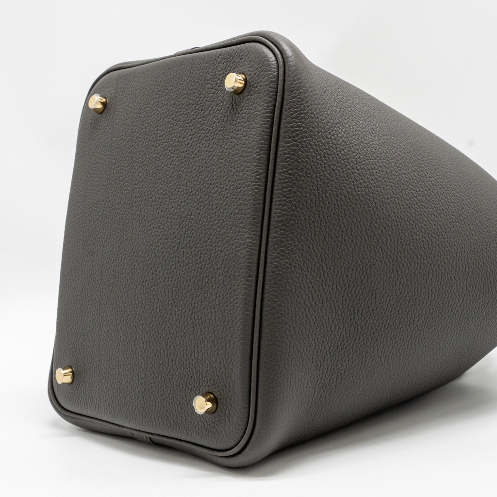 HERMES PICOTIN 22 LOCK BAG TAURILLON MAURICE GRAPHITE GHW
