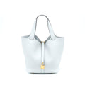 Hermes Picotin 22 Clemence Bleu Pale GHW