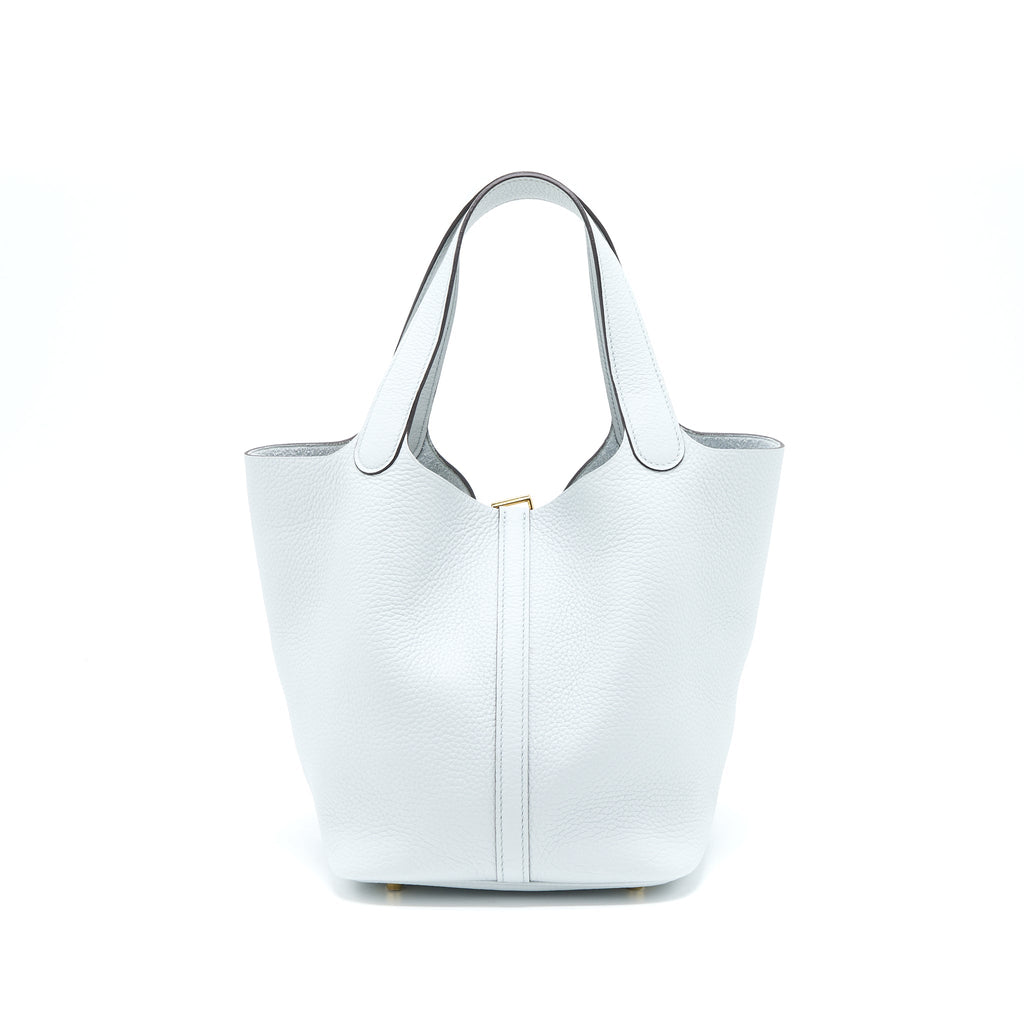 Hermes Picotin 22 Clemence Bleu Pale GHW