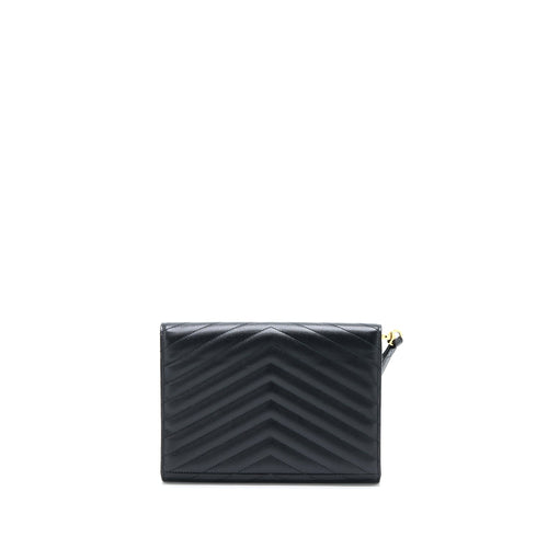 SAINT LAURENT/YSL ENVELOP CLUTCH GRAINED CALFSKIN BLACK GHW