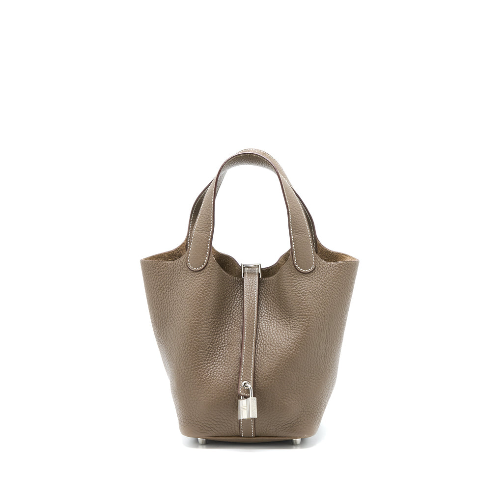 Hermes Picotin 18 Lock Bag Clemence Etoupe SHW