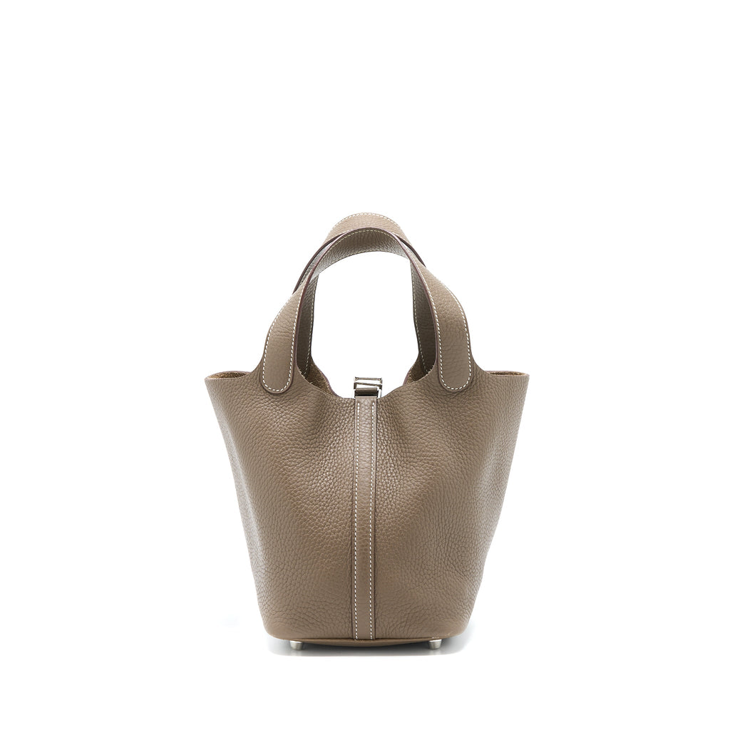 Hermes Picotin 18 Lock Bag Clemence Etoupe SHW