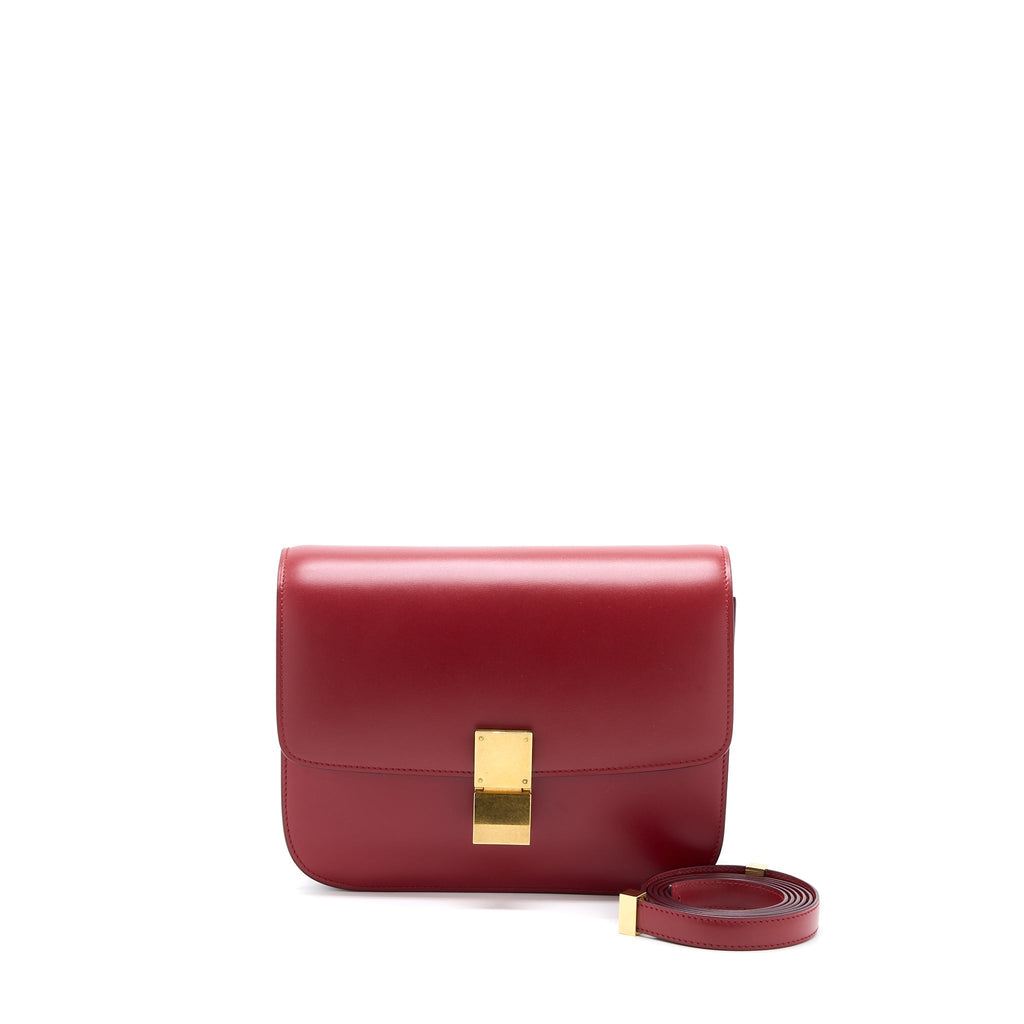 CELINE MEDIUM CLASSIC BOX BAG CALFSKIN RED GHW