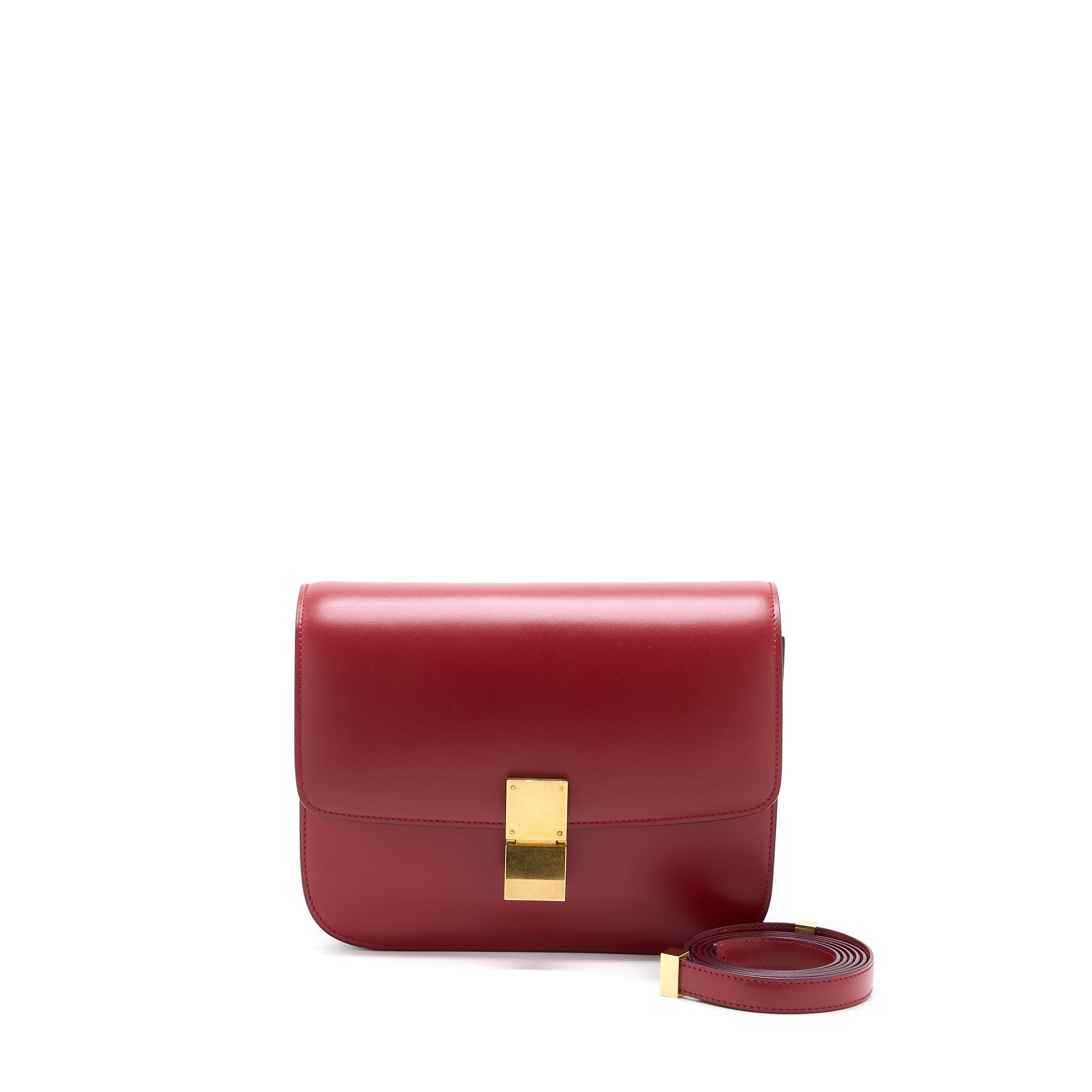 CELINE MEDIUM CLASSIC BOX BAG CALFSKIN RED GHW