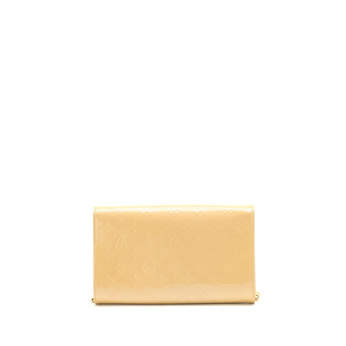 LOUIS VUITTON ANA VERNIS CLUTCH WITH CHAIN PATENT BEIGE GHW