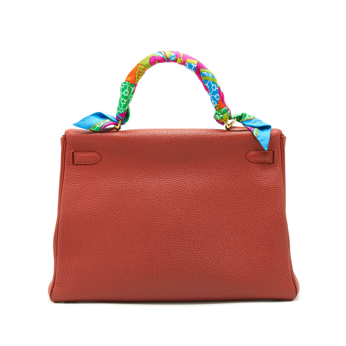 Hermes Kelly 35 Togo Vermillion GHW With An Extra Twilly