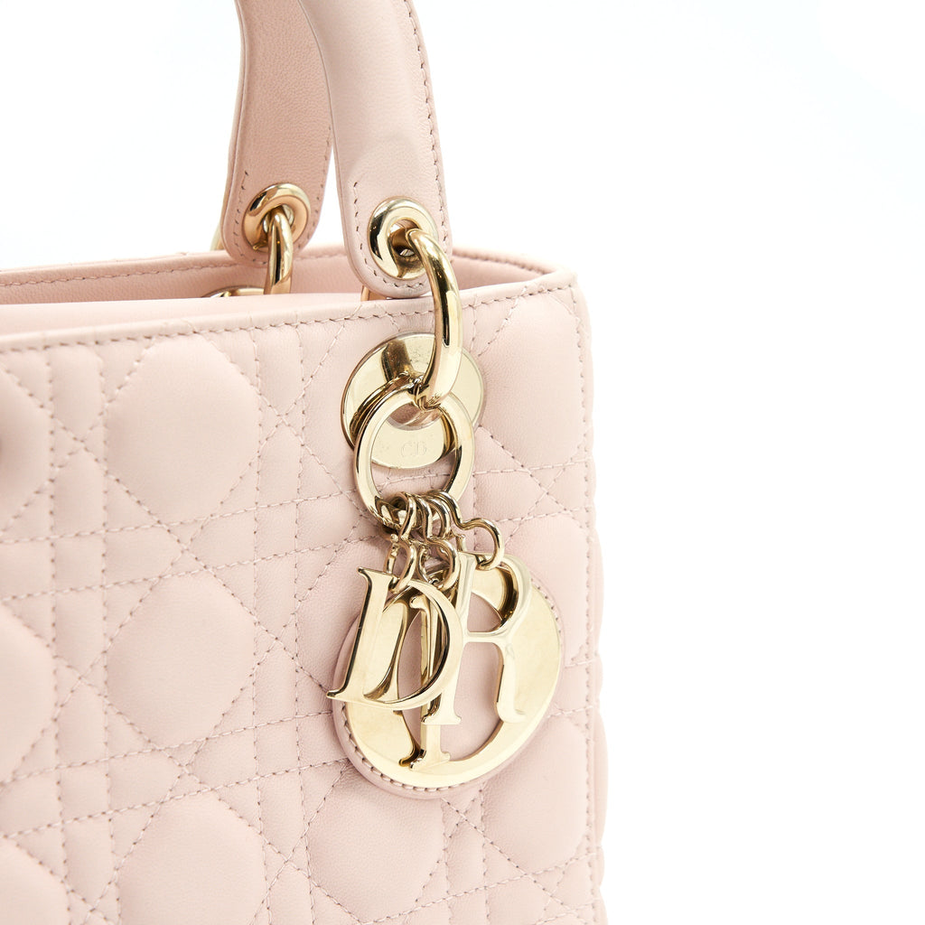 CHRISTIAN DIOR SMALL LADY DIOR LIGHT PINK LAMBSKIN GHW