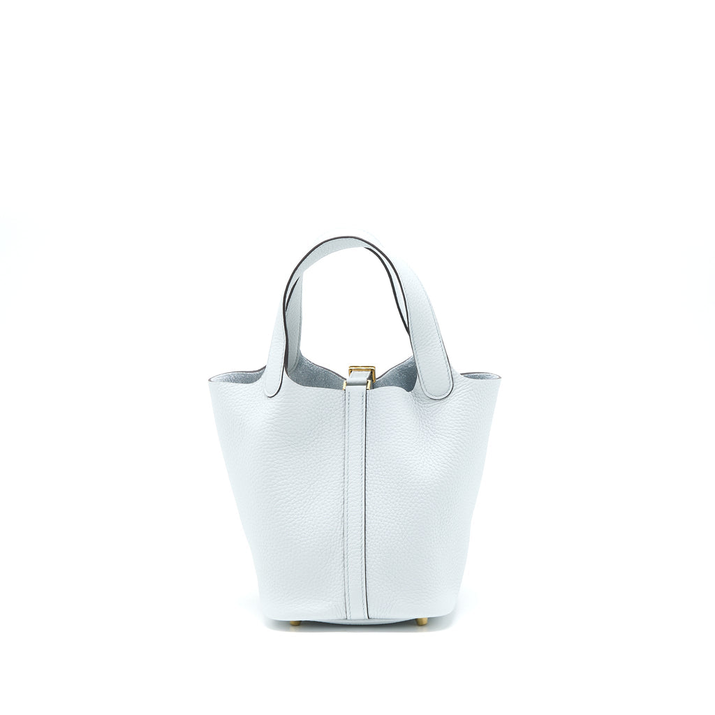 Hermes Picotin 18 Lock Bag Clemence Blue Pale GHW