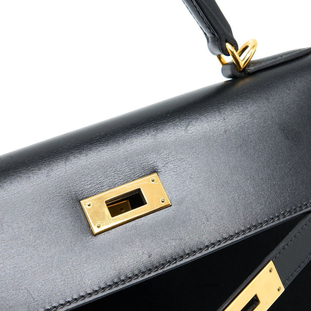 HERMES VINTAGE KELLY 32 BOX BLACK GHW