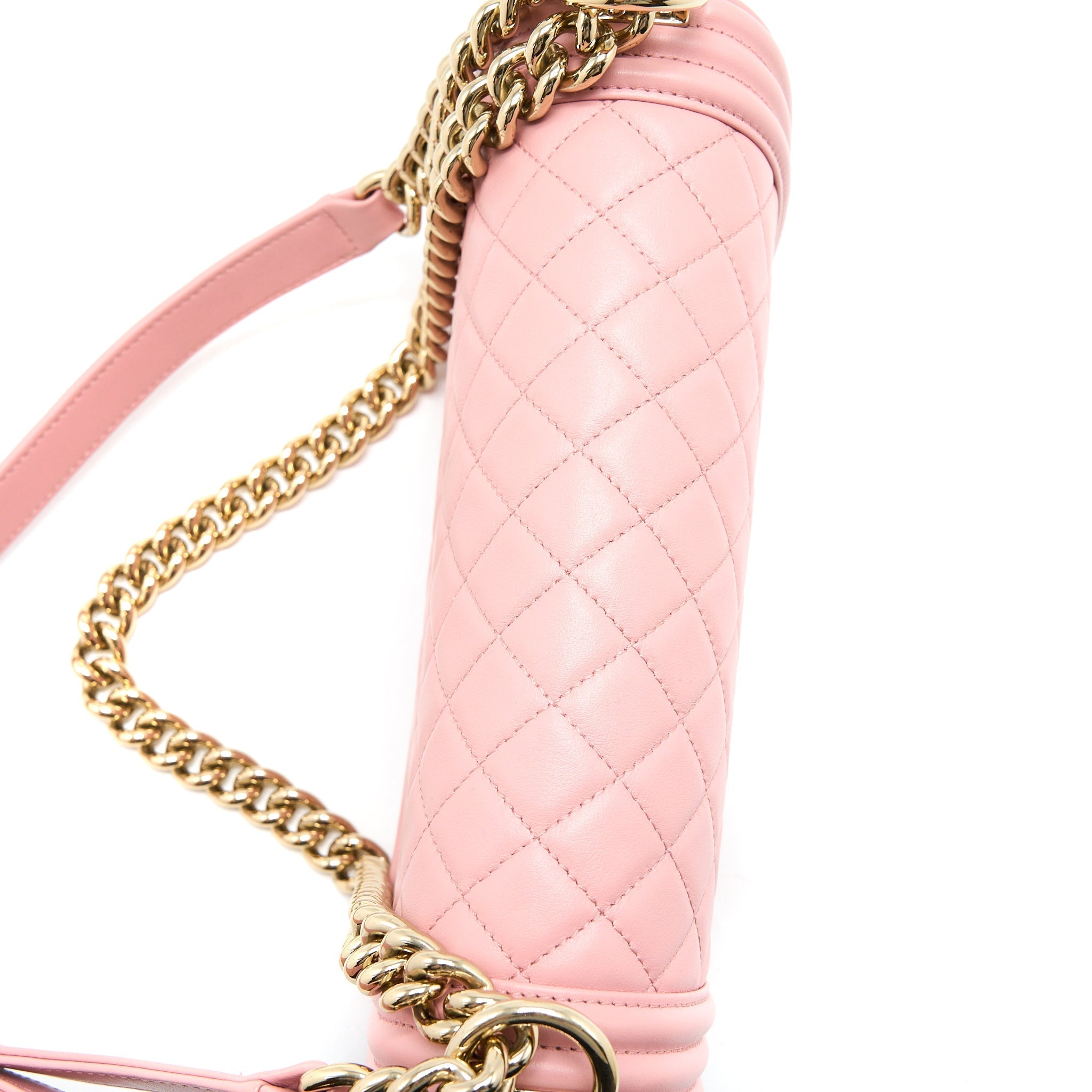 CHANEL MEDIUM BOY BAG CALFSKIN PINK LGHW