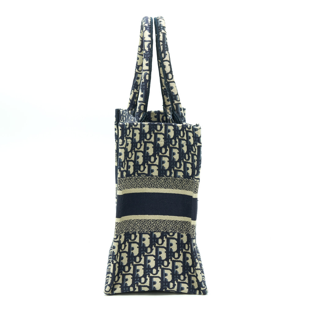 DIOR SMALL BOOK TOTE BAG BLUE OBLIQUE JACQUARD