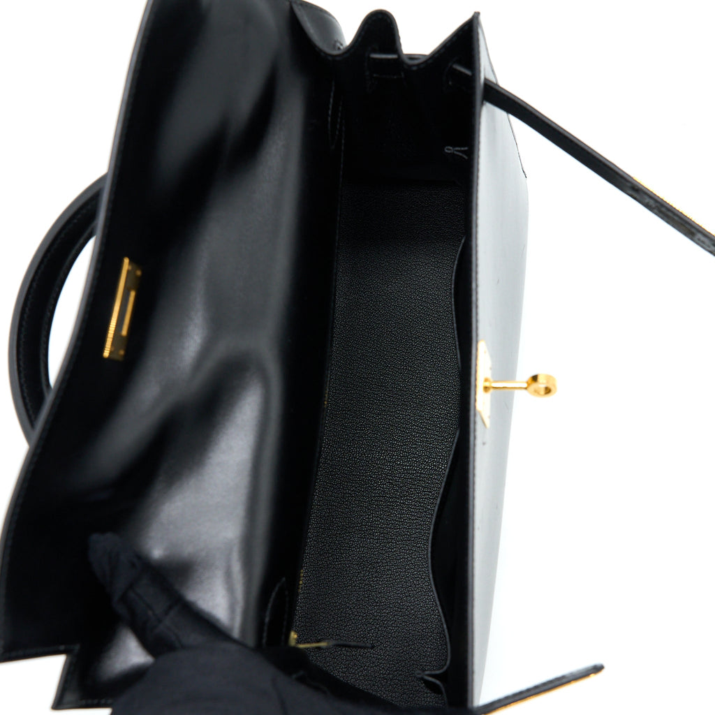 HERMES VINTAGE KELLY 32 BOX BLACK GHW