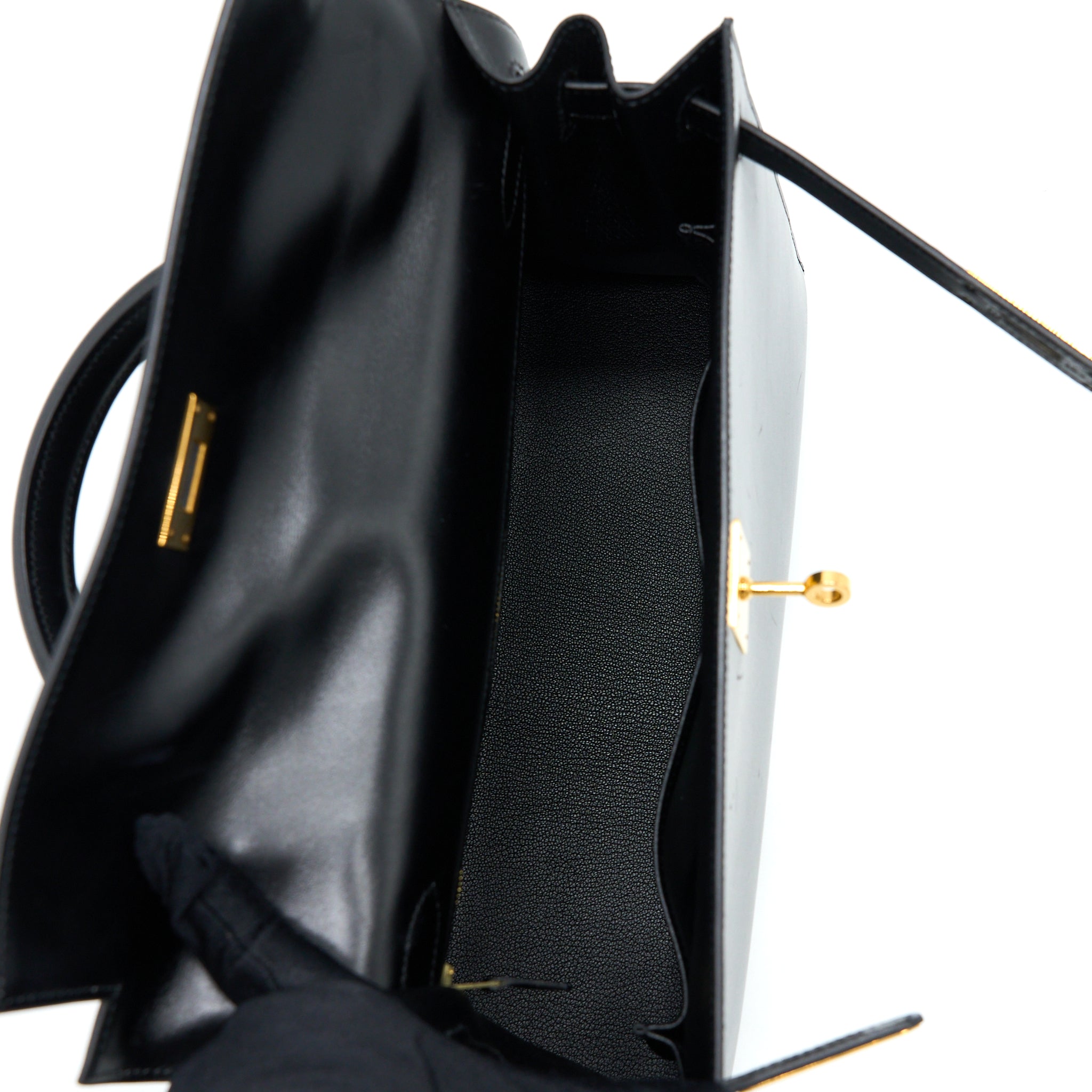 HERMES VINTAGE KELLY 32 BOX BLACK GHW
