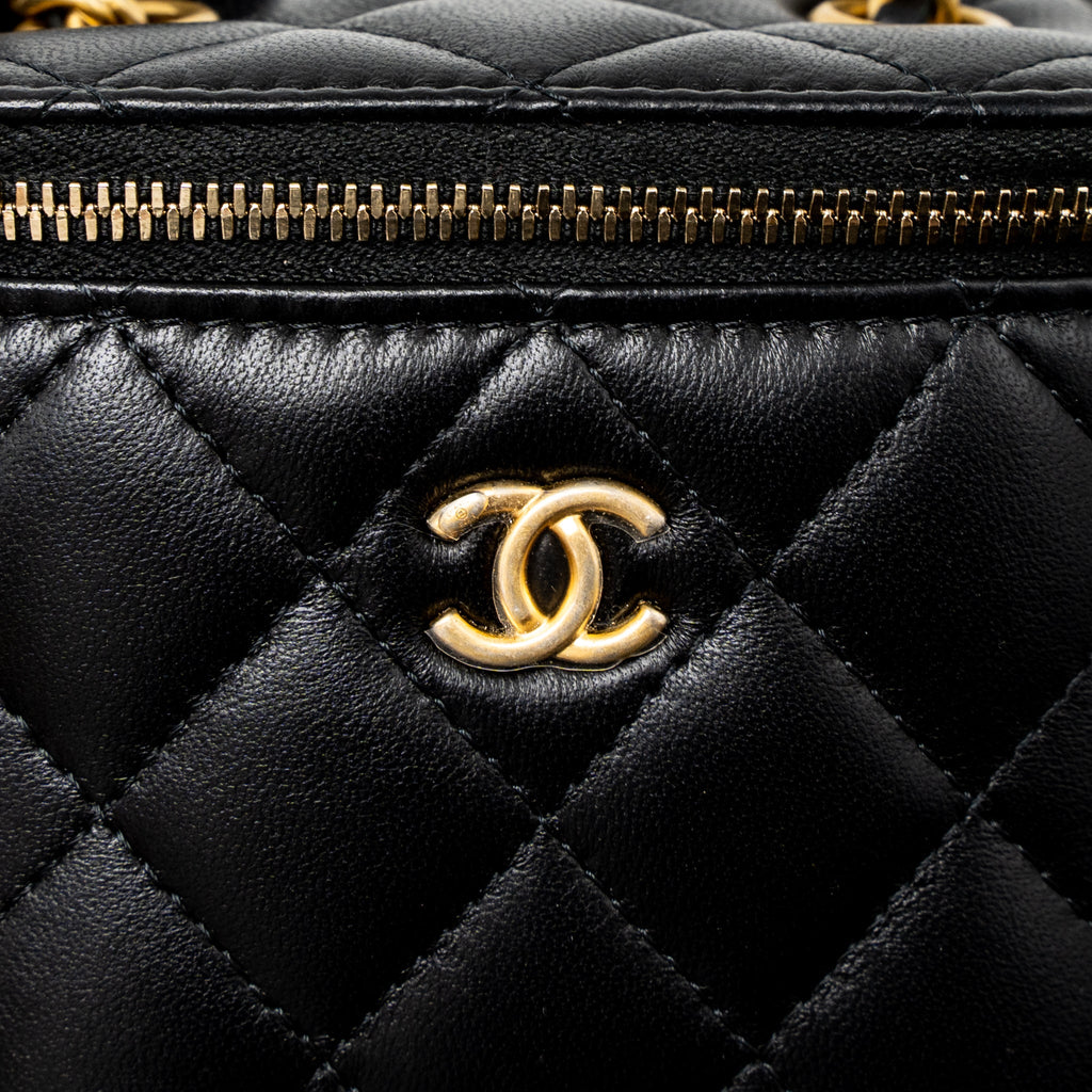 CHANEL PEARL CRUSH MINI VANITY CASE LAMBSKIN BLACK GHW
