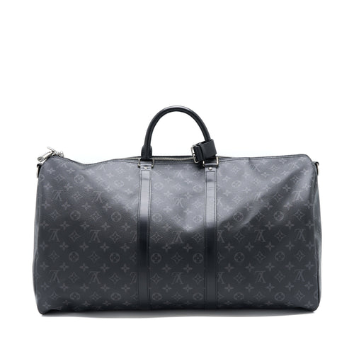 LOUIS VUITTON KEEPALL 55 WITH SHOULDER STRAP MONOGRAM ECLIPSE CANVAS SHW