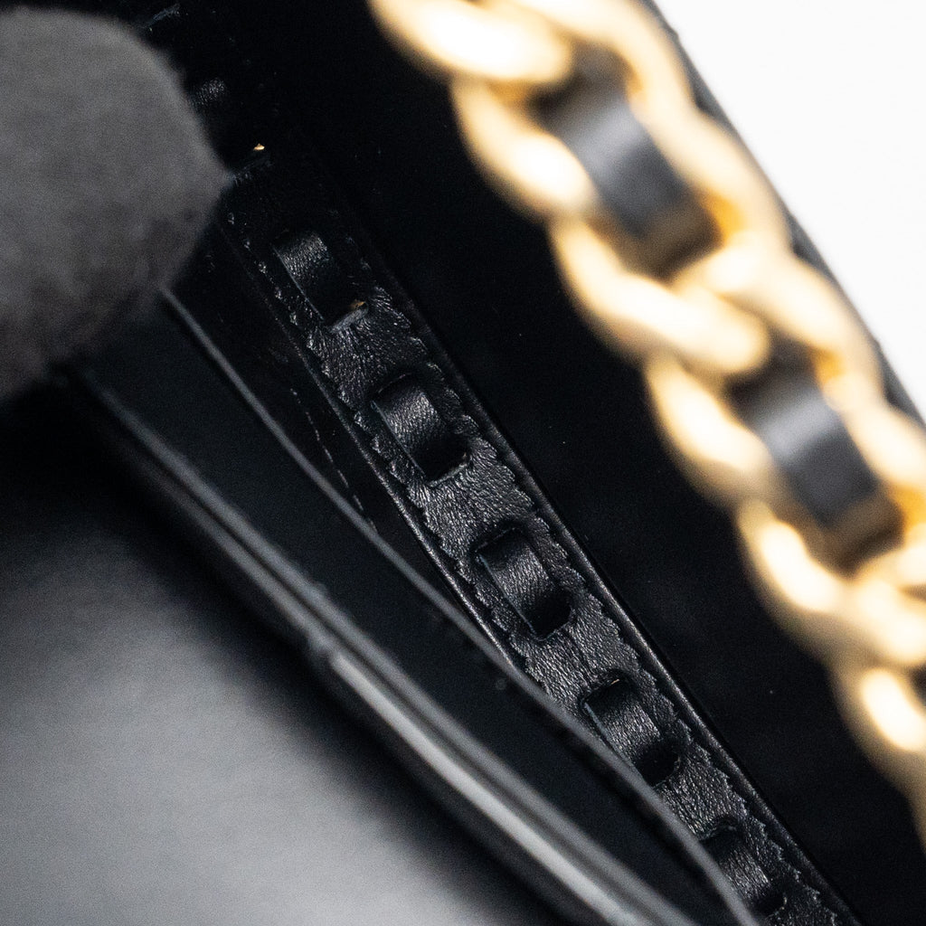 CHANEL 23K HOOP BAG PATENT BLACK GHW (MICROCHIP)