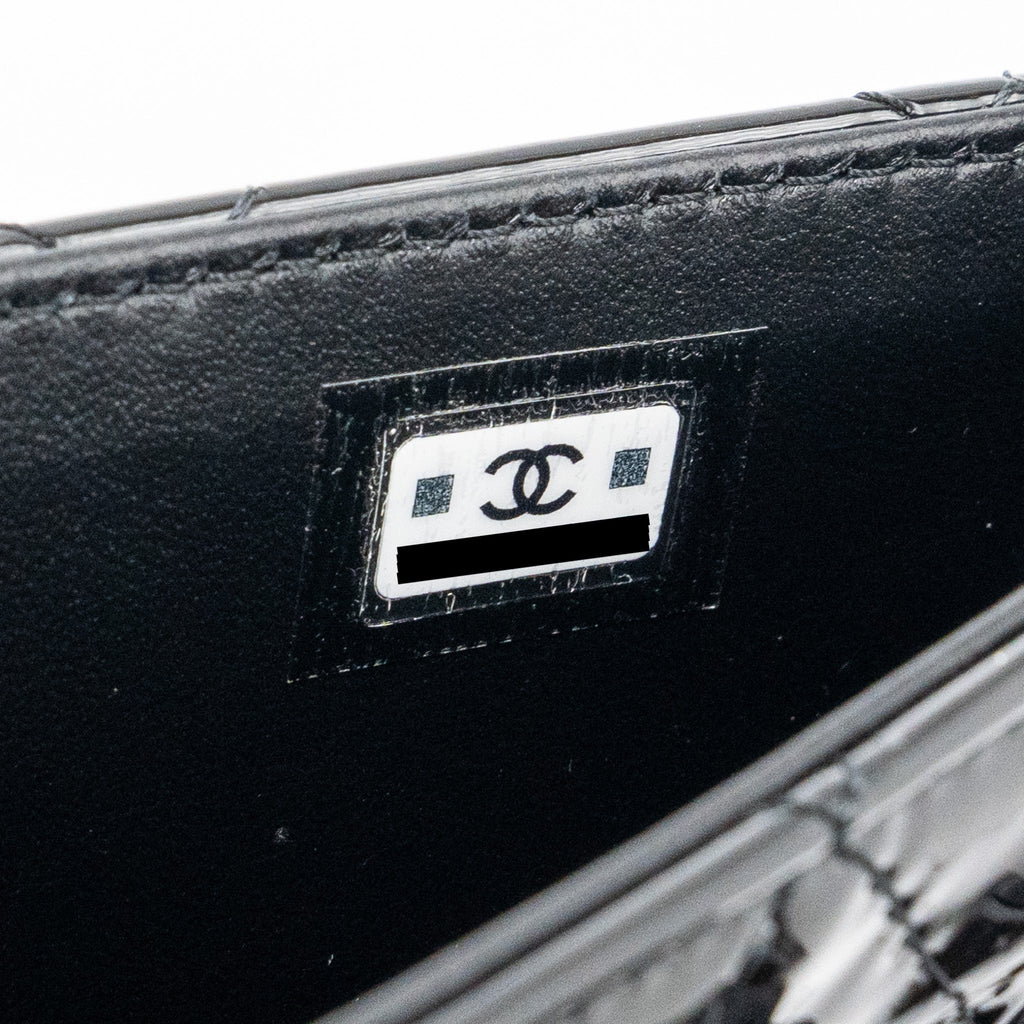 CHANEL 23K HOOP BAG PATENT BLACK GHW (MICROCHIP)