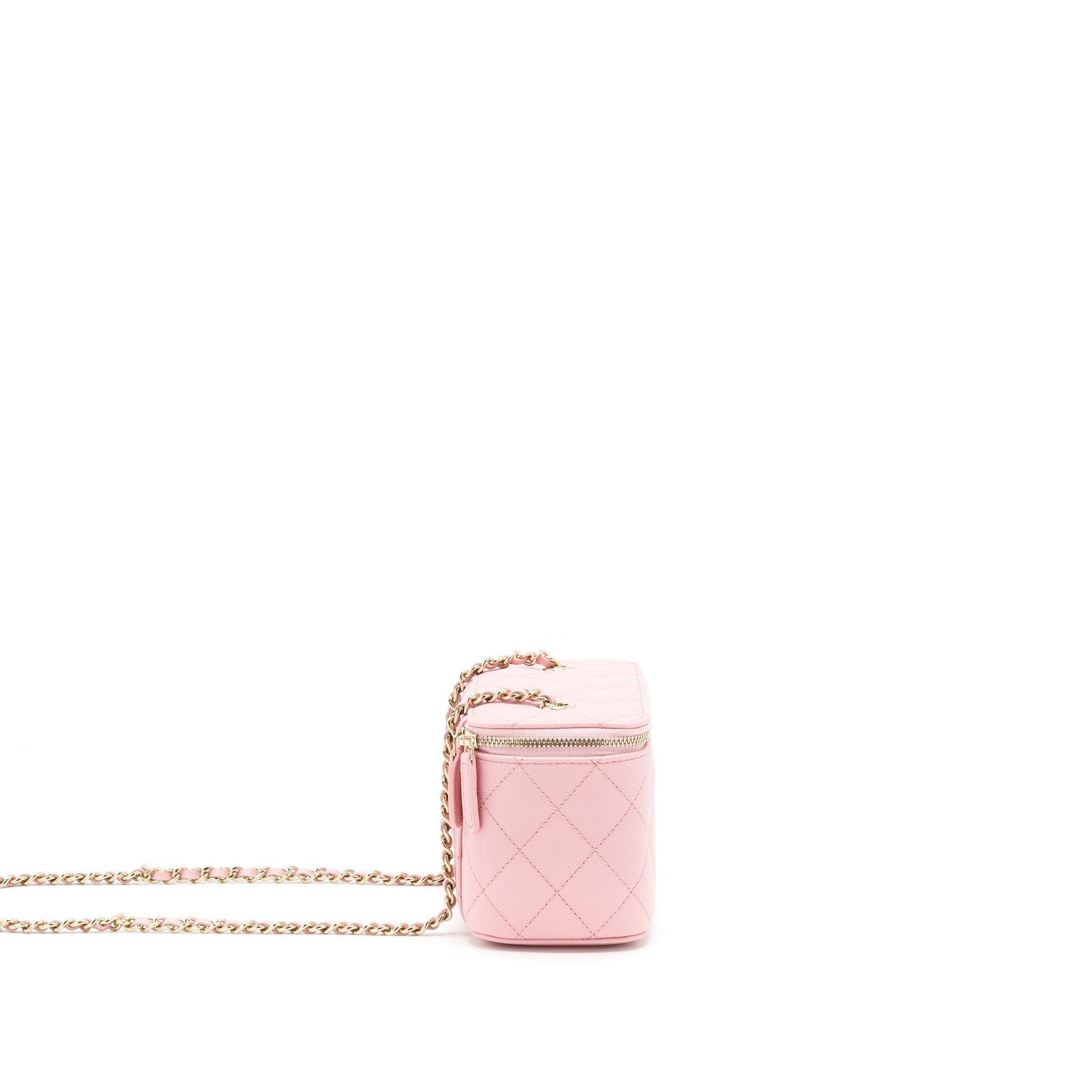 CHANEL 22C LONG VANITY WITH CHAIN CAVIAR LIGHT PINK LGHW