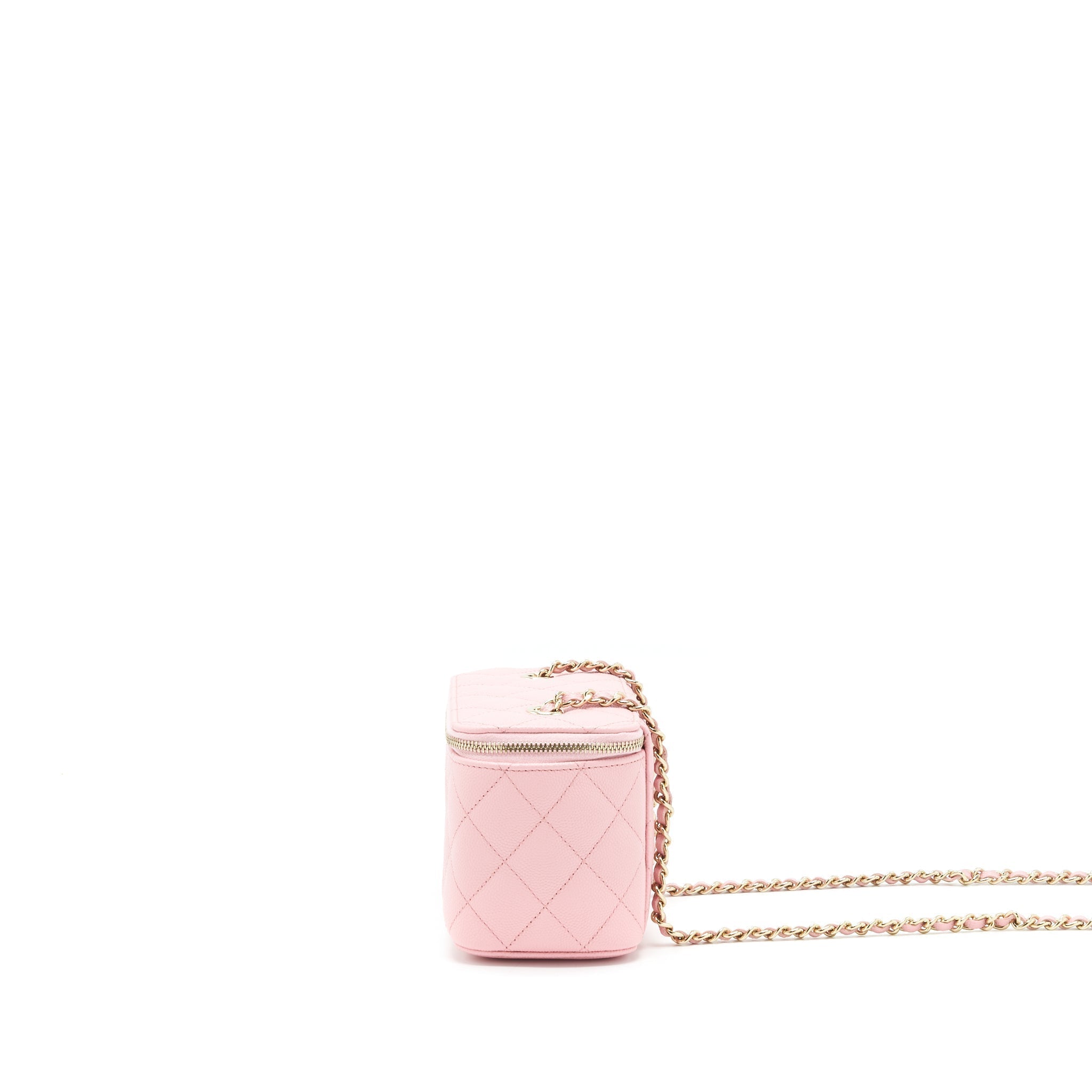 CHANEL 22C LONG VANITY WITH CHAIN CAVIAR LIGHT PINK LGHW