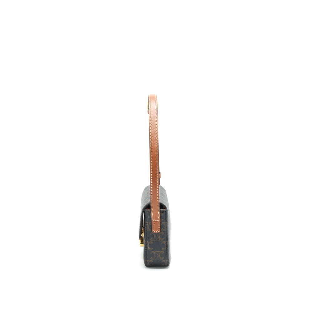 CELINE TRIOMPHE SHOULDER BAG IN TRIOMPHE CANVAS AND CALFSKIN