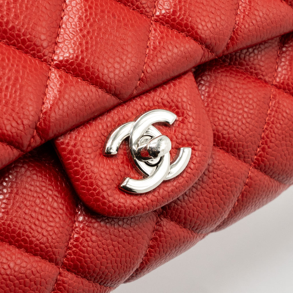 CHANEL TIMELESS FLAP CLUTCH WITH CHAIN CAVIAR RED SHW