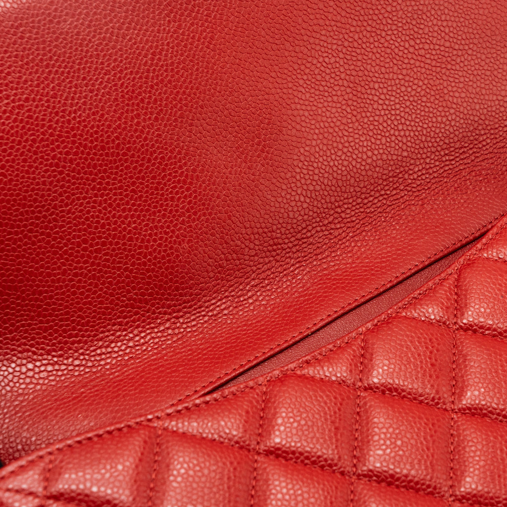 CHANEL TIMELESS FLAP CLUTCH WITH CHAIN CAVIAR RED SHW