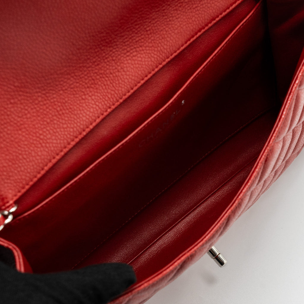 CHANEL TIMELESS FLAP CLUTCH WITH CHAIN CAVIAR RED SHW