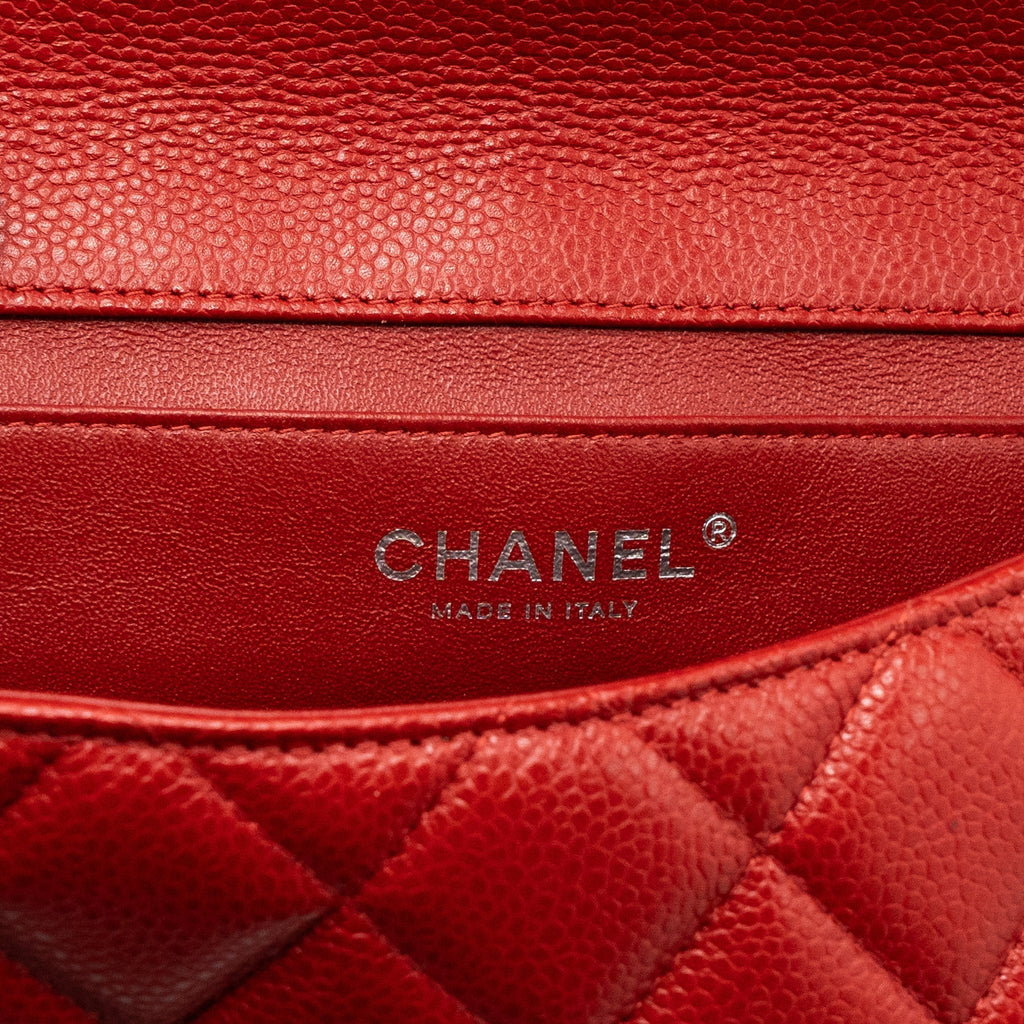 CHANEL TIMELESS FLAP CLUTCH WITH CHAIN CAVIAR RED SHW
