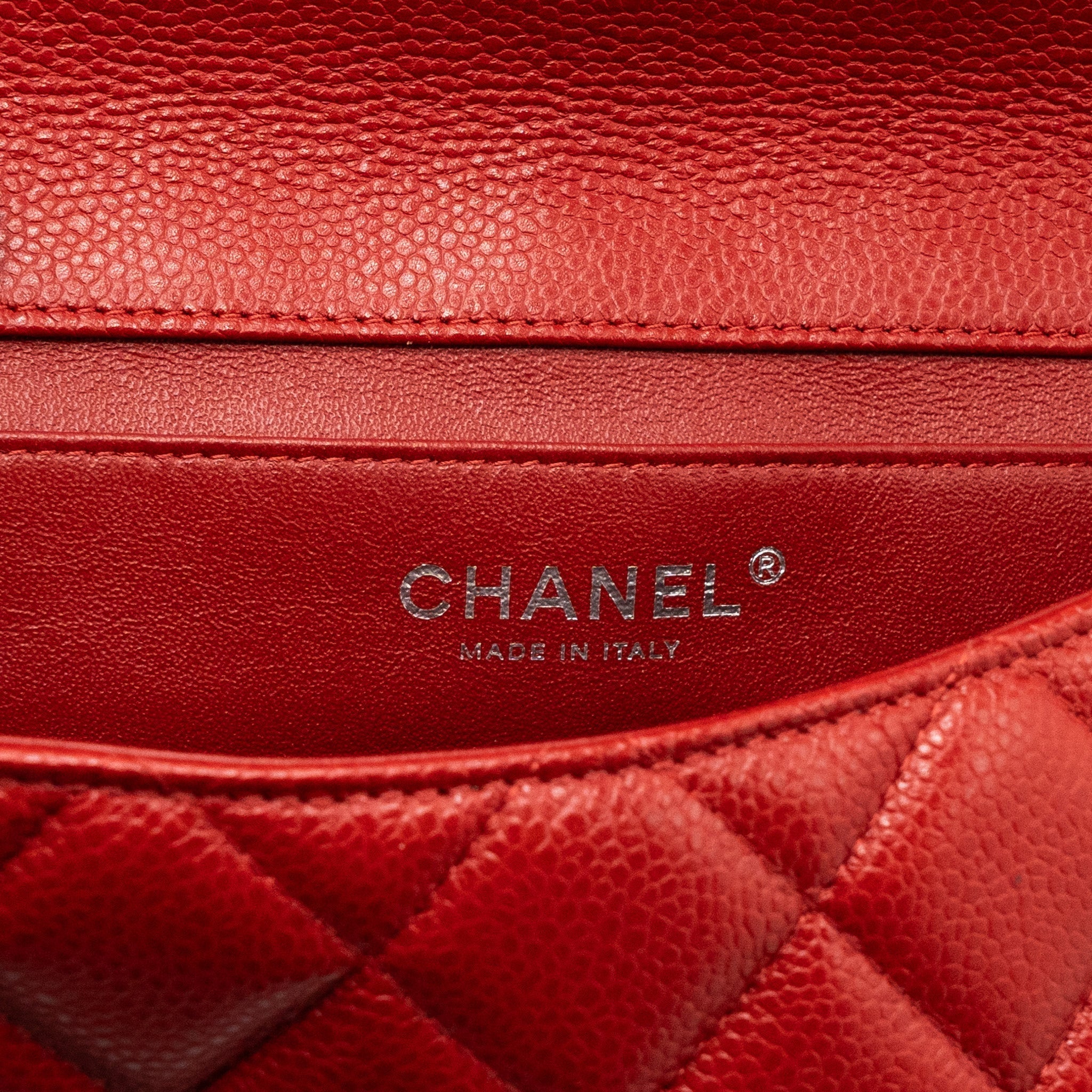 CHANEL TIMELESS FLAP CLUTCH WITH CHAIN CAVIAR RED SHW