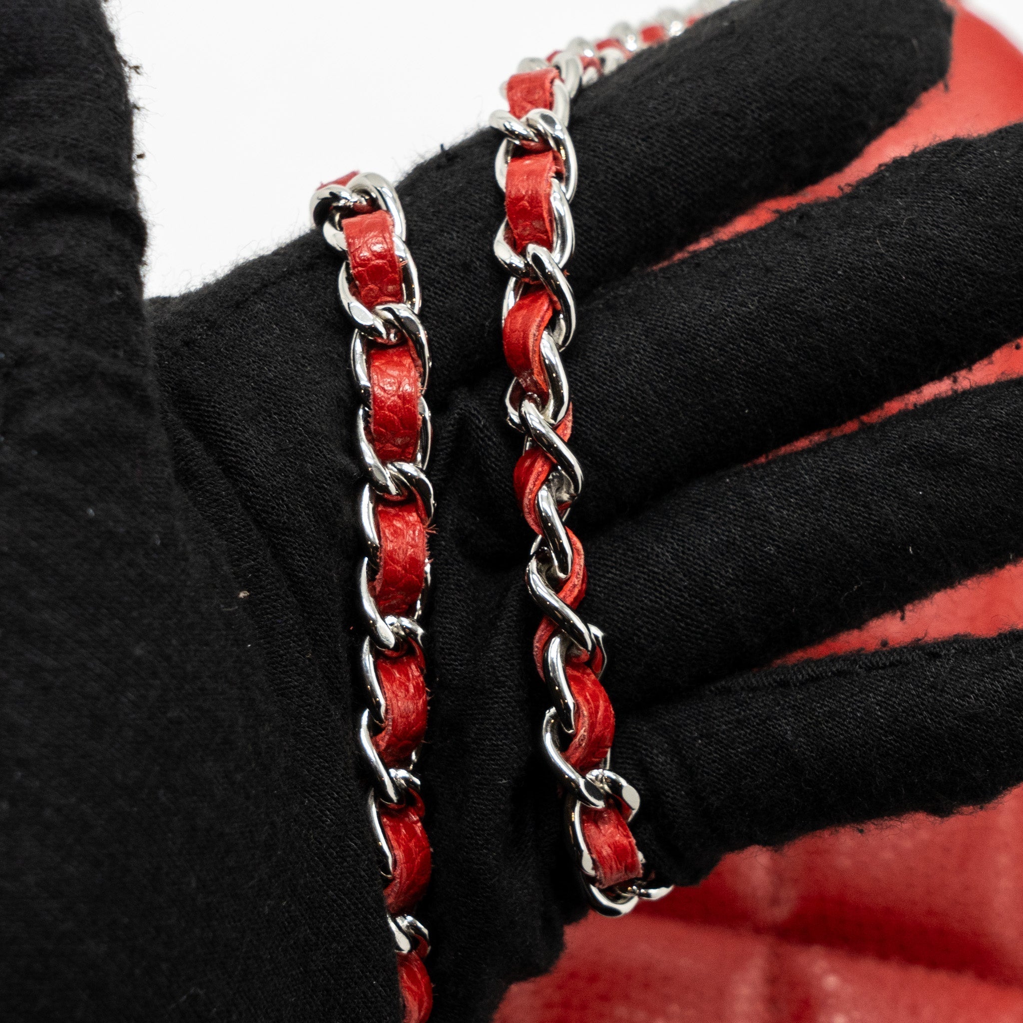 CHANEL TIMELESS FLAP CLUTCH WITH CHAIN CAVIAR RED SHW