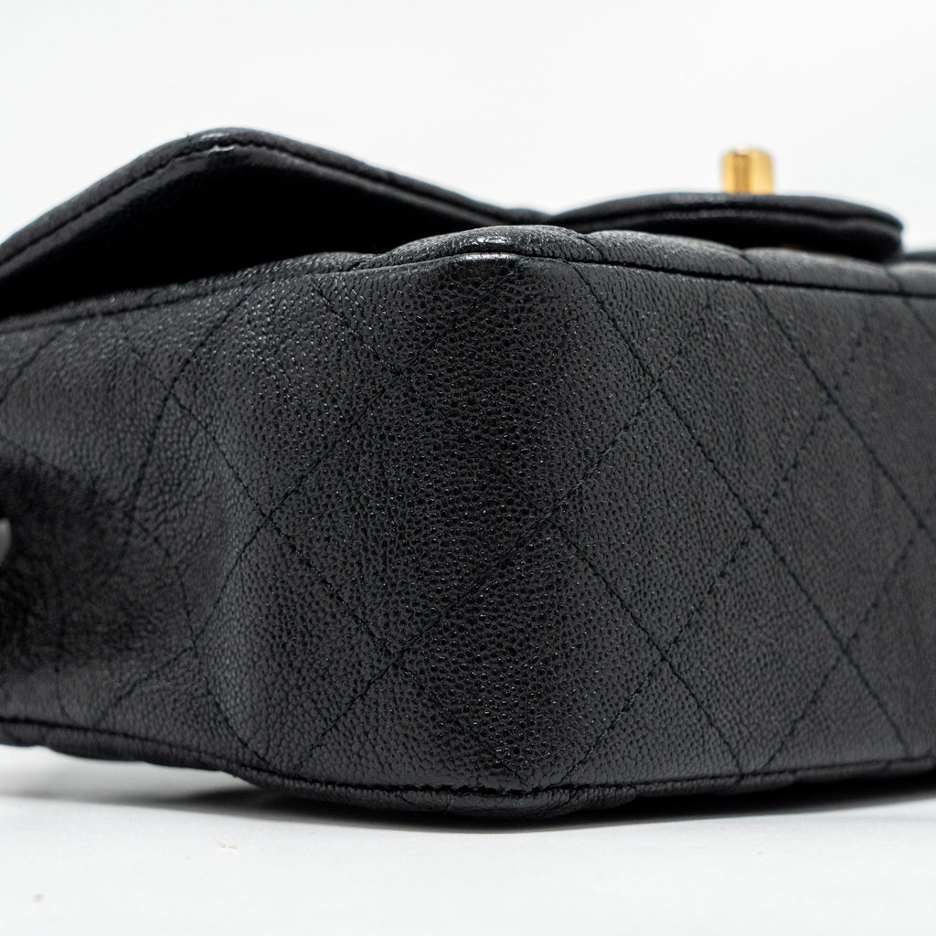CHANEL TOP HANDLE MINI RECTANGULAR FLAP BAG CAVIAR BLACK GHW