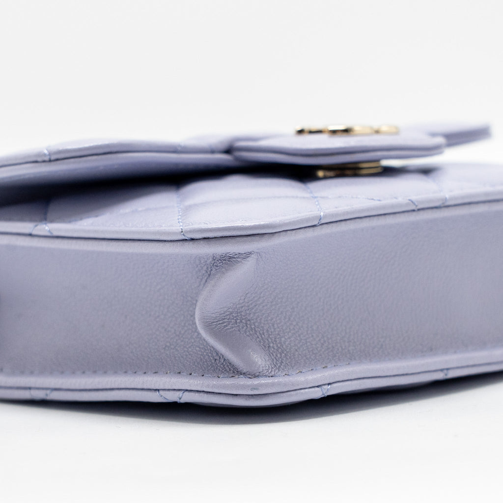 CHANEL TOP HANDLE MINI FLAP BAG LAMBSKIN LIGHT PURPLE LGHW