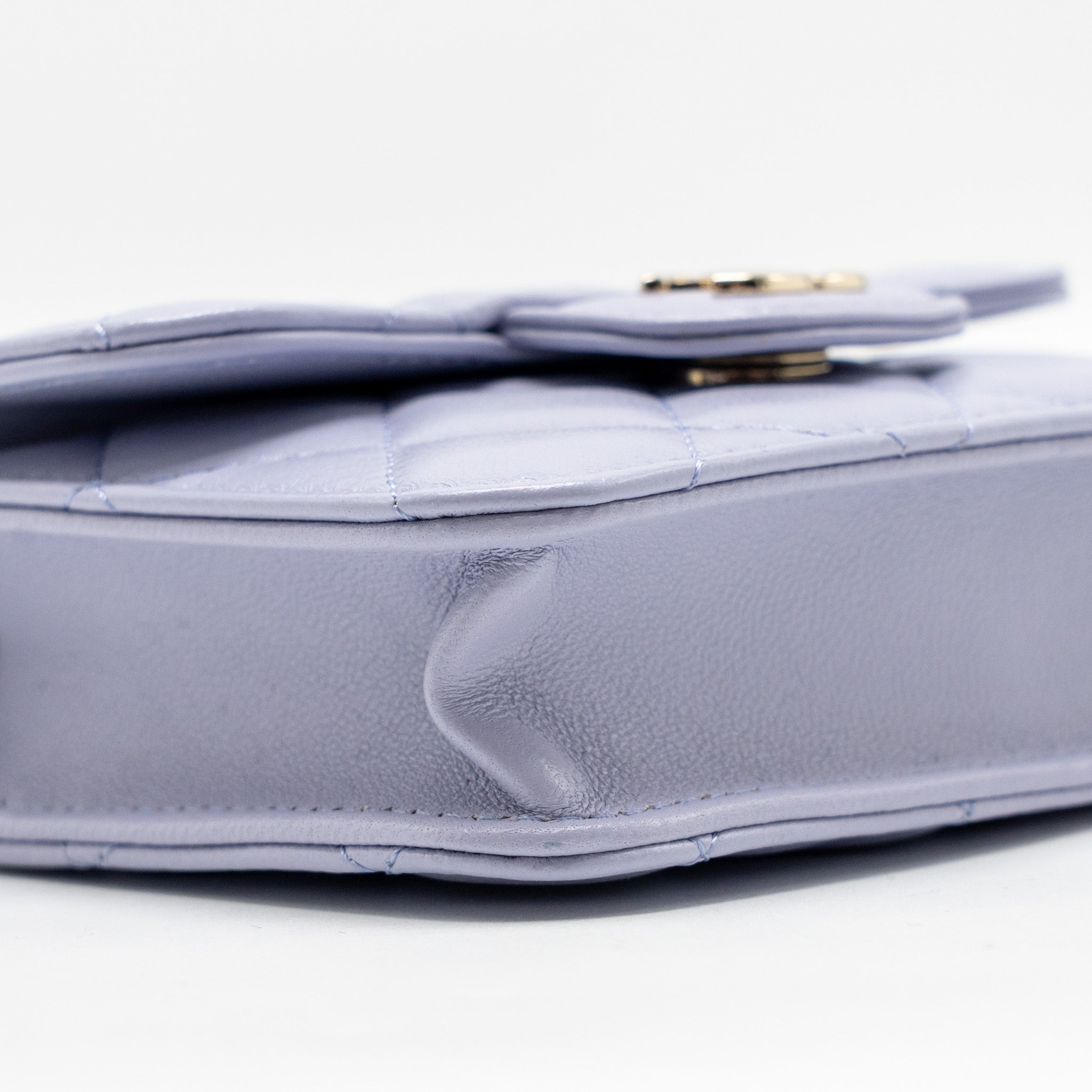 CHANEL TOP HANDLE MINI FLAP BAG LAMBSKIN LIGHT PURPLE LGHW