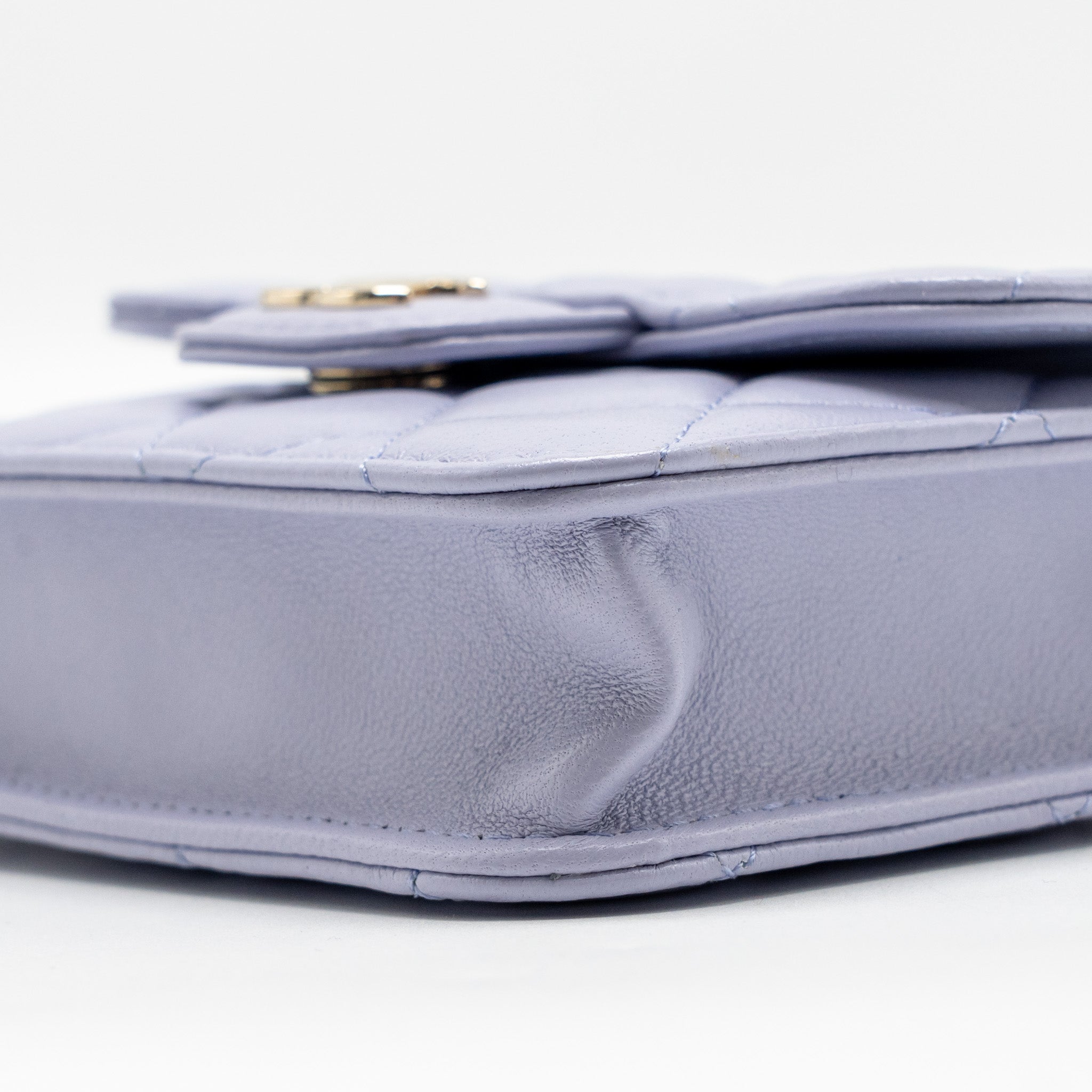 CHANEL TOP HANDLE MINI FLAP BAG LAMBSKIN LIGHT PURPLE LGHW