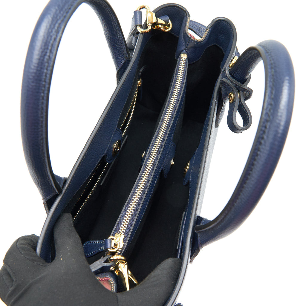 BURBERRY LEATHER/ CANVAS TOTE BAG NAVY