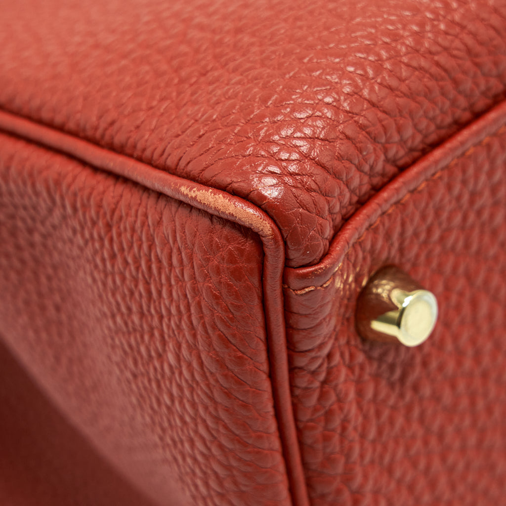 Hermes Kelly 35 Togo Vermillion GHW With An Extra Twilly