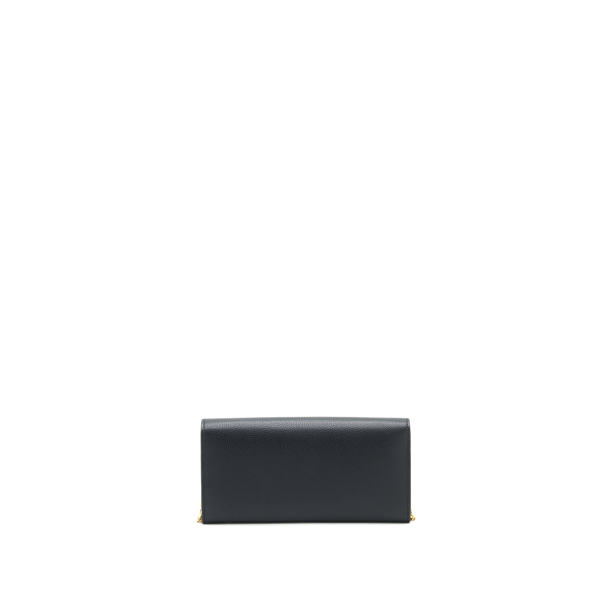 FENDI GRAINED CALFSKIN WALLET WITH CHAIN BLACK GHW