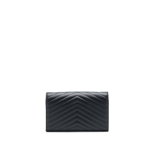 SAINT LAURENT ENVELOPE CHAIN WALLET BLACK WITH SHW