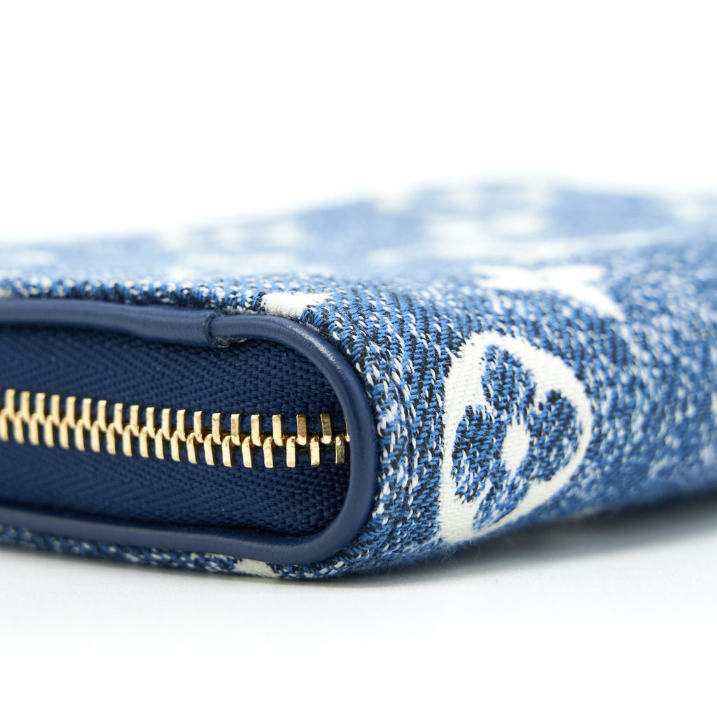 LOUIS VUITTON ZIPPY COIN PURSE MONOGRAM JACQUARD DENIM BLUE GHW