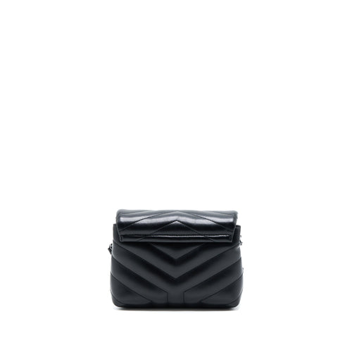 SAINT LAURENT LOULOU TOY STRAP BAG CALFSKIN BLACK WITH BLACK HARDWARE