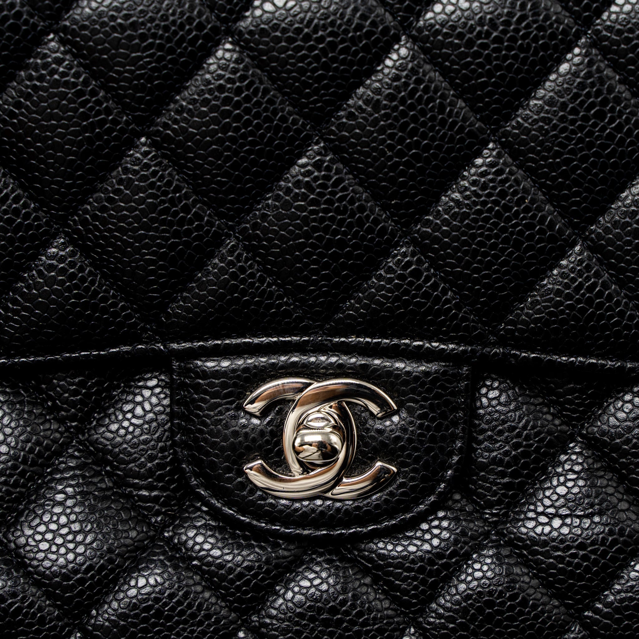 CHANEL MEDIUM CLASSIC DOUBLE FLAP BAG CAVIAR BLACK SHW
