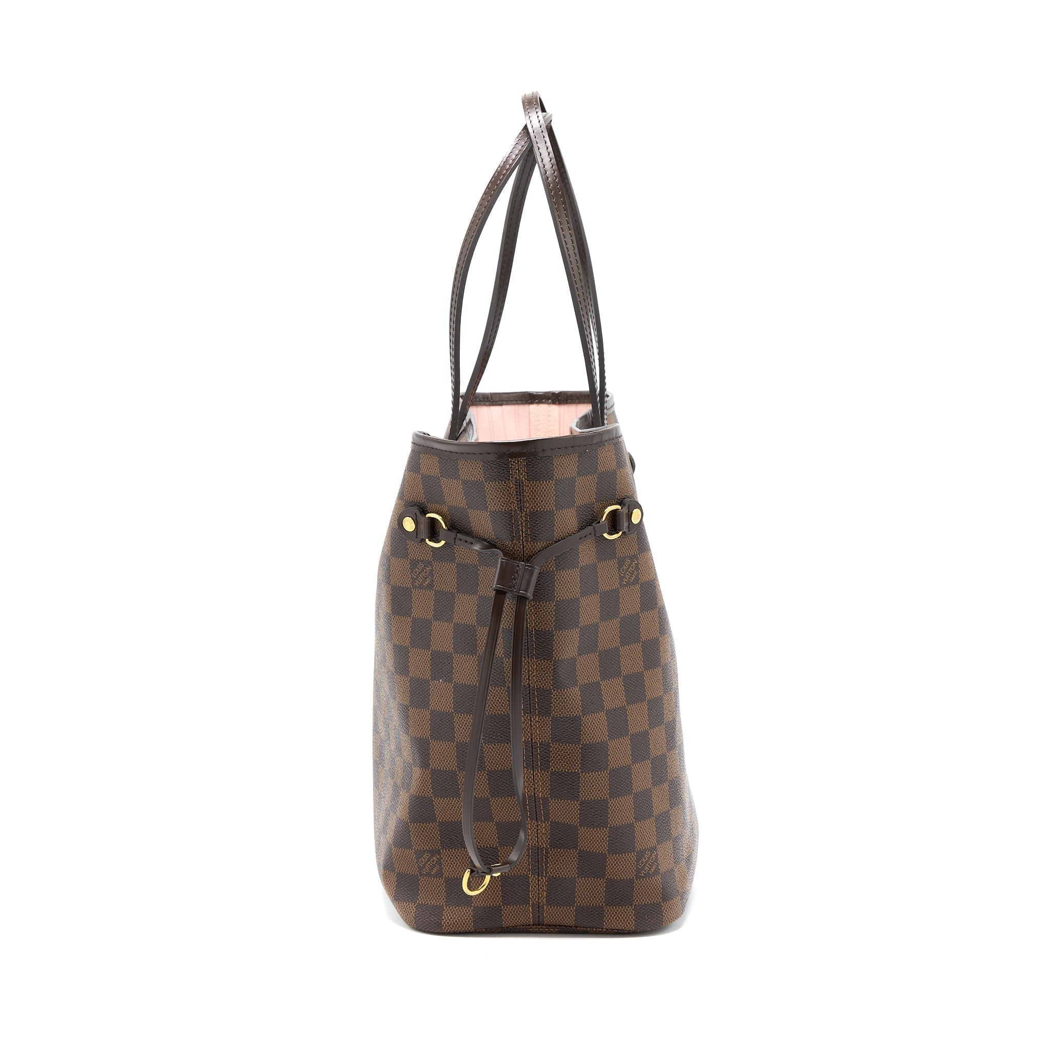 LOUIS VUITTON NEVERFULL MM DAMIER EBENE/PINK GHW