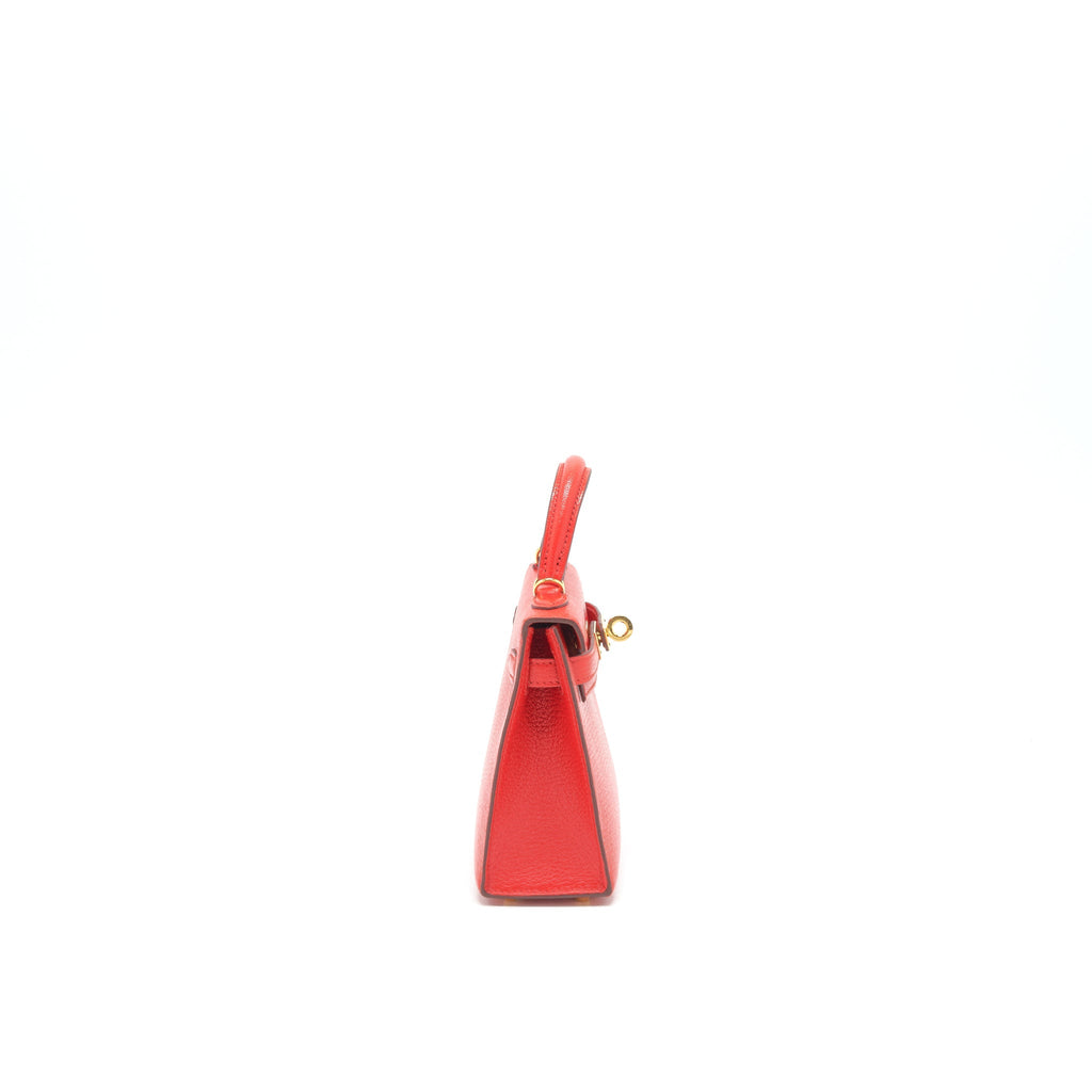 Hermes Mini Kelly Ⅱ Sellier Chevre S3 Rouge De Coeur GHW